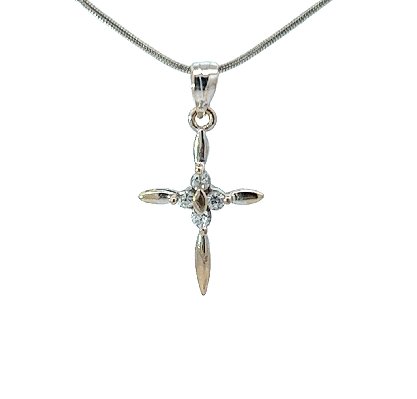 18Ct White Gold CZ Cross Pendant