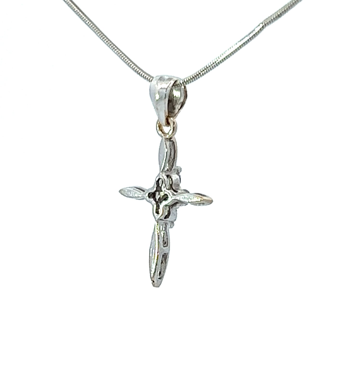 18Ct White Gold CZ Cross Pendant