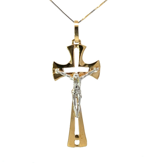 18Ct Two-Toned Gold Crucifix Pendant