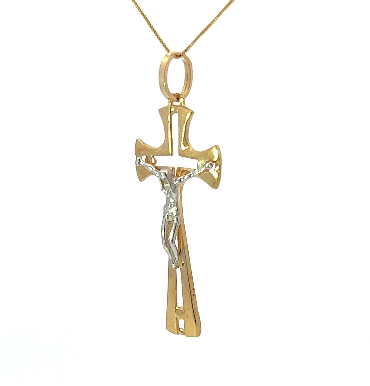 18Ct Two-Toned Gold Crucifix Pendant