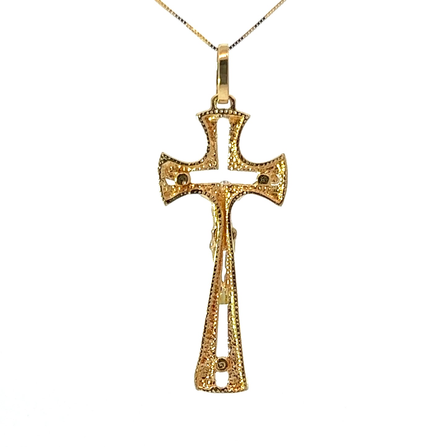 18Ct Two-Toned Gold Crucifix Pendant