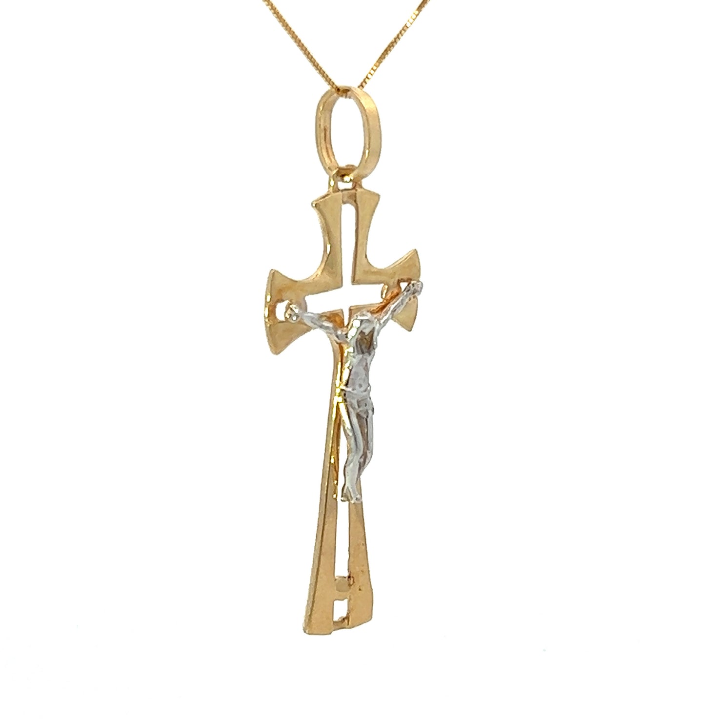 18Ct Two-Toned Gold Crucifix Pendant