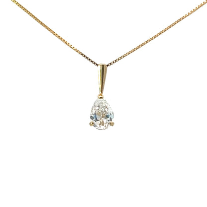 9Ct Yellow Gold CZ Solitaire Teardrop Pendant