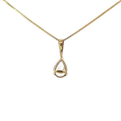 9Ct Yellow Gold CZ Solitaire Teardrop Pendant