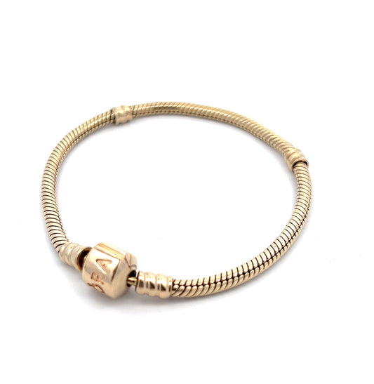 14Ct Yellow Gold Pandora Snake Chain Bracelet 17cm ALE 585