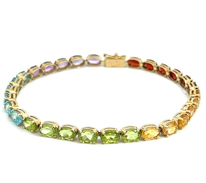 14Ct Yellow Gold Multi Gemstone Bracelet