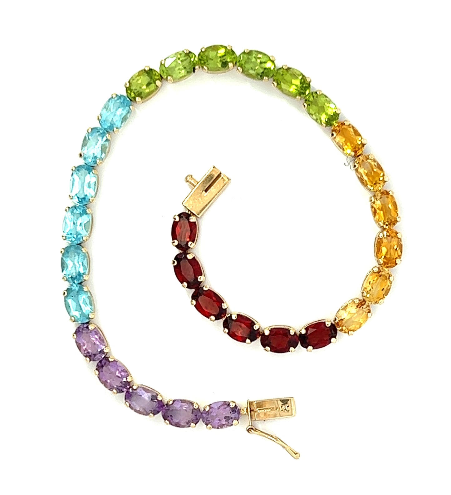 14Ct Yellow Gold Multi Gemstone Bracelet