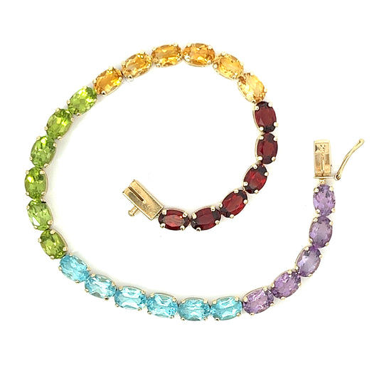 14Ct Yellow Gold Multi Gemstone Bracelet