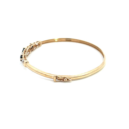 9Ct Yellow Gold Sapphire & Diamond Bangle