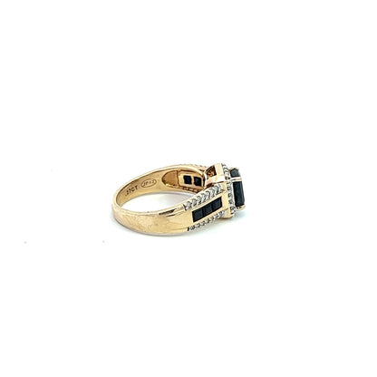 9Ct Yellow Gold Emerald Cut Gemstone & Diamond Ring