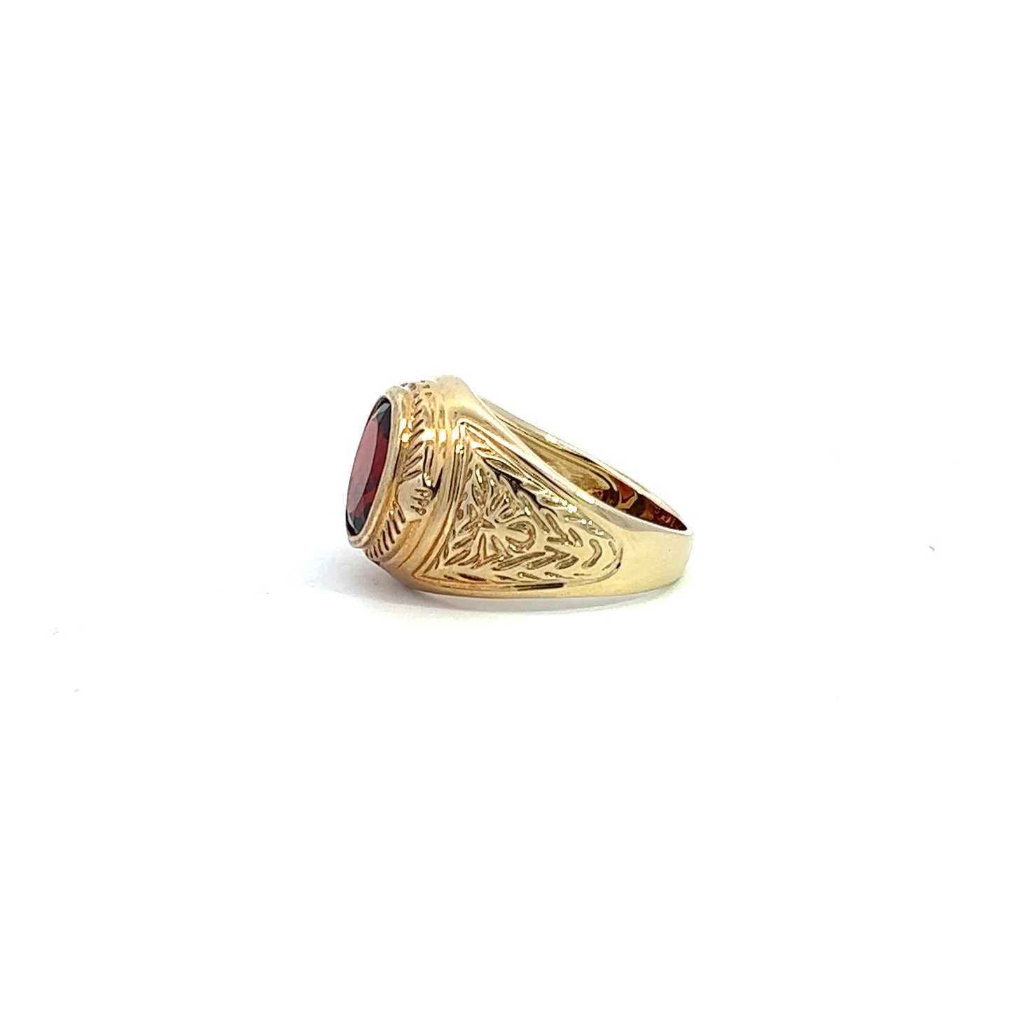 9Ct Yellow Gold Red Gemstone Signet Ring