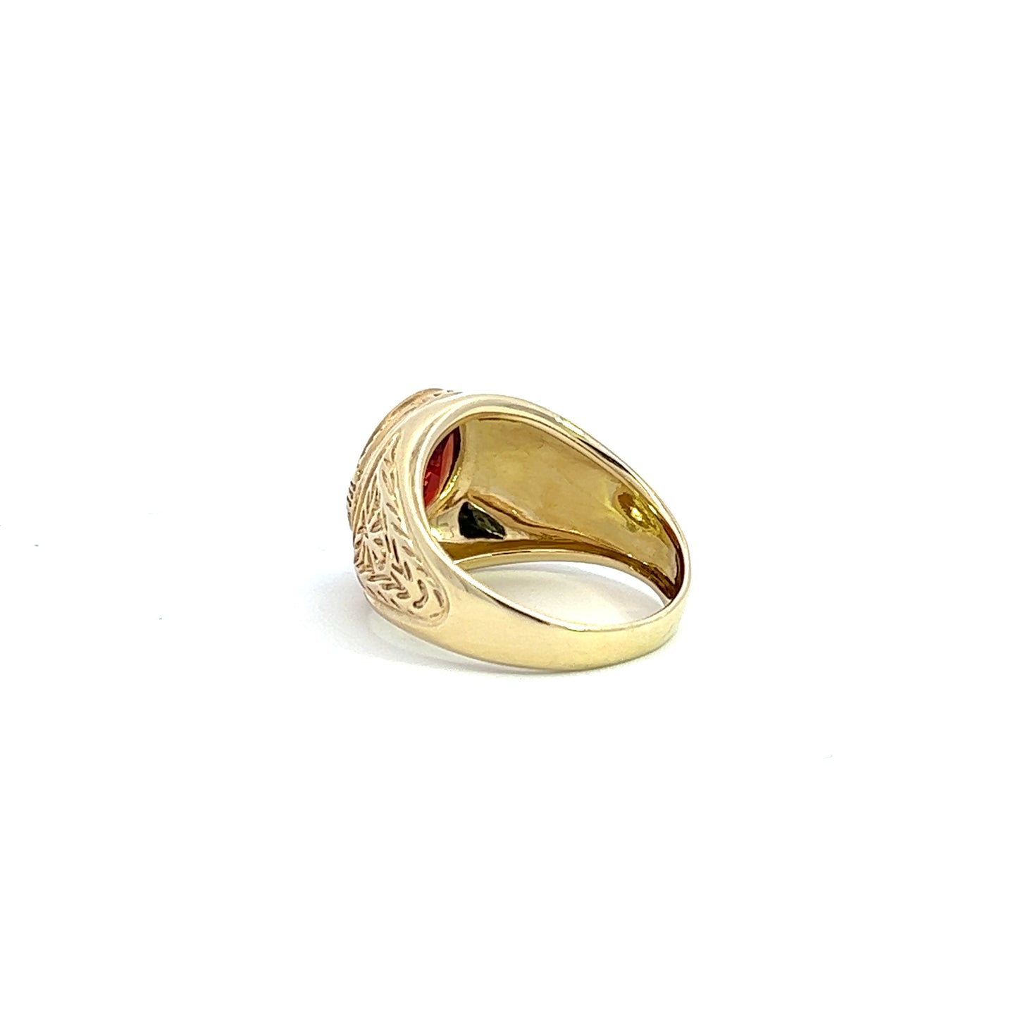 9Ct Yellow Gold Red Gemstone Signet Ring