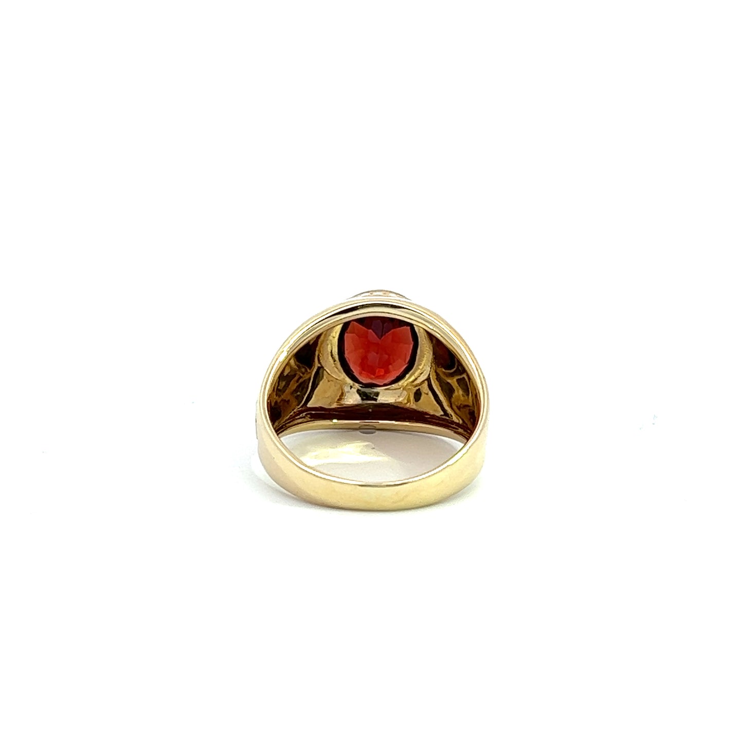 9Ct Yellow Gold Red Gemstone Signet Ring