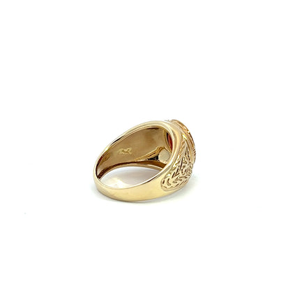 9Ct Yellow Gold Red Gemstone Signet Ring