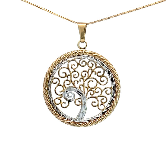 9Ct Two-Toned Gold Tree of Life Pendant