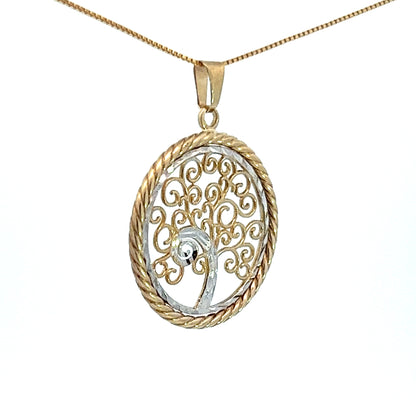 9Ct Two-Toned Gold Tree of Life Pendant