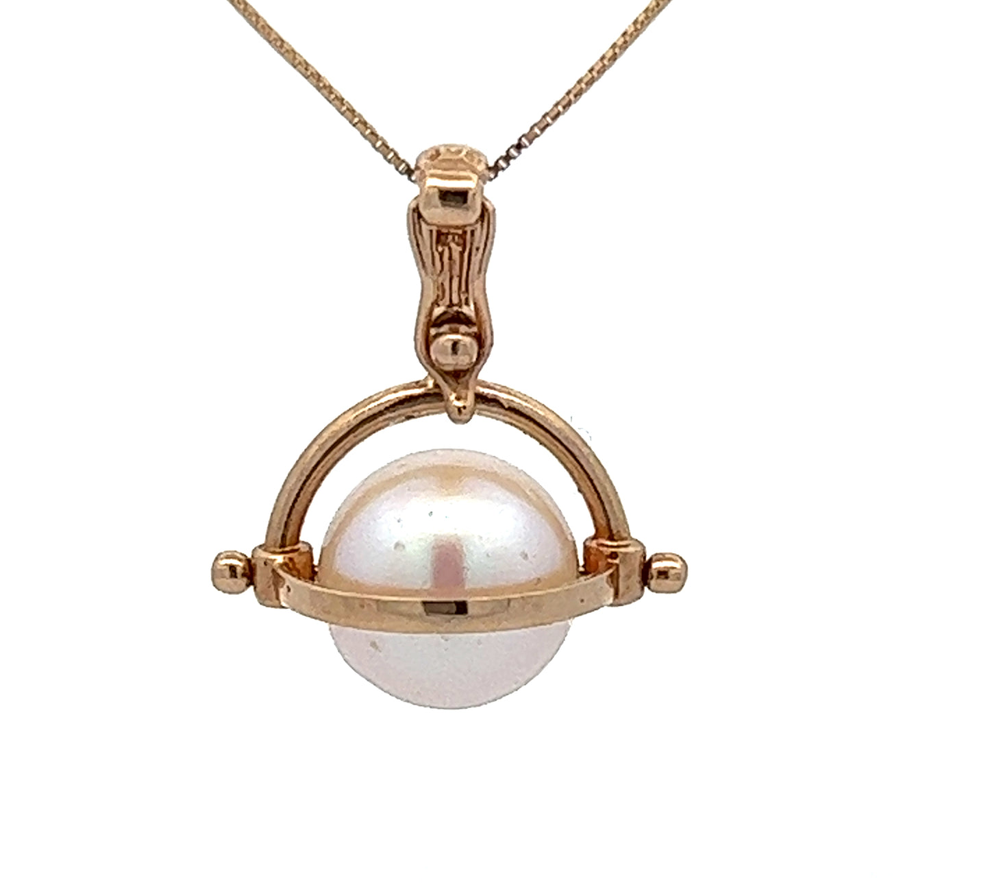 9Ct Yellow Gold Freshwater Cultured Pearl Spinner Pendant