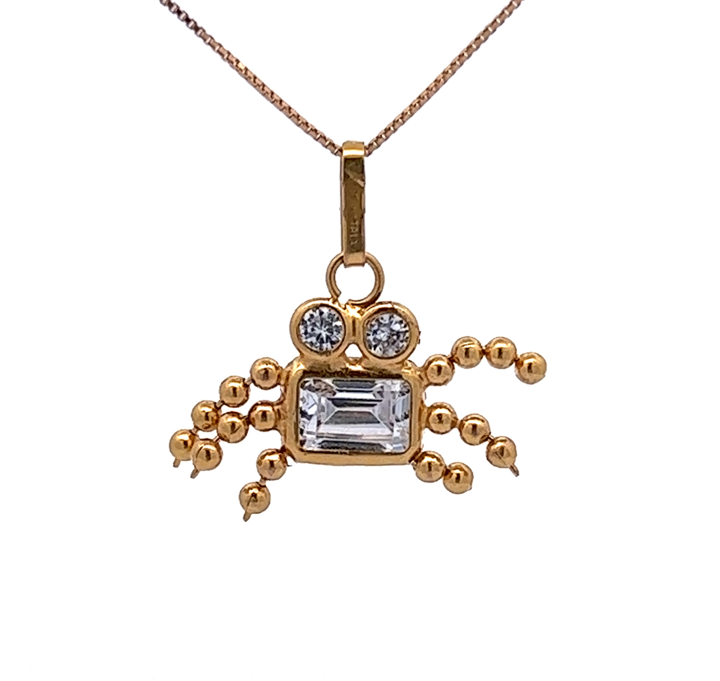 9Ct Yellow Gold CZ Crab Charm