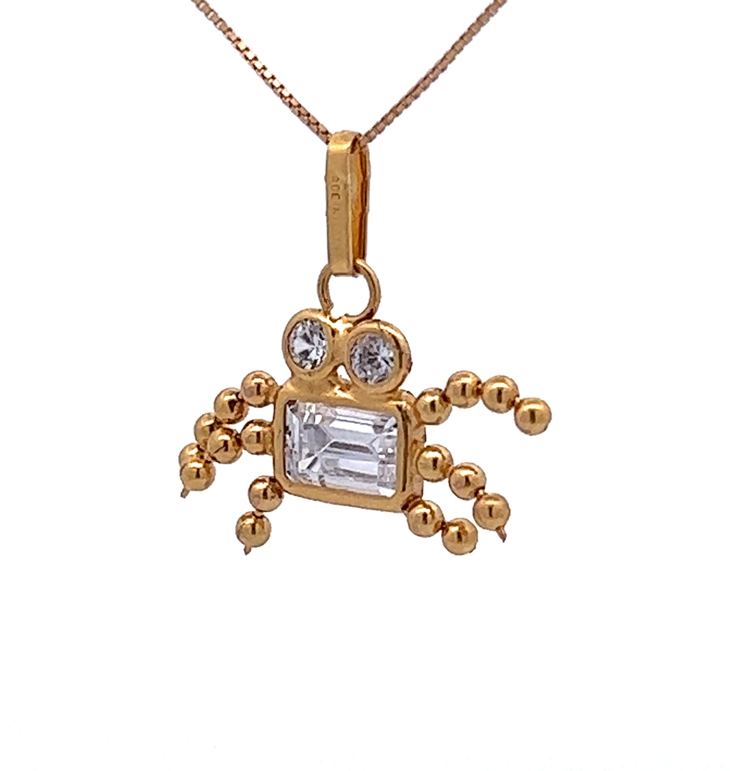 9Ct Yellow Gold CZ Crab Charm