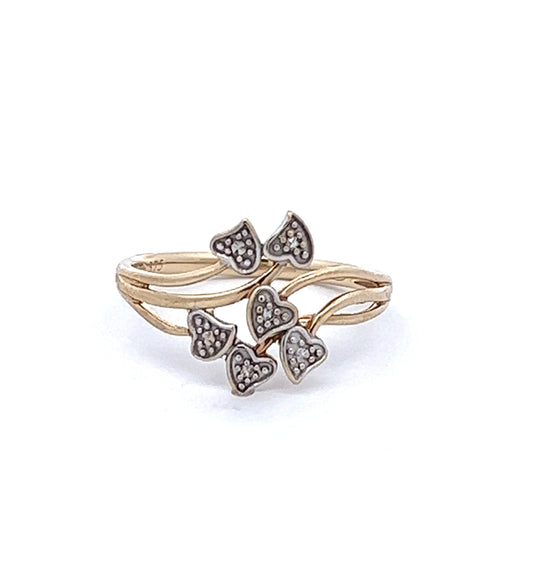 9Ct Yellow & White Gold Split Shank Heart Ring