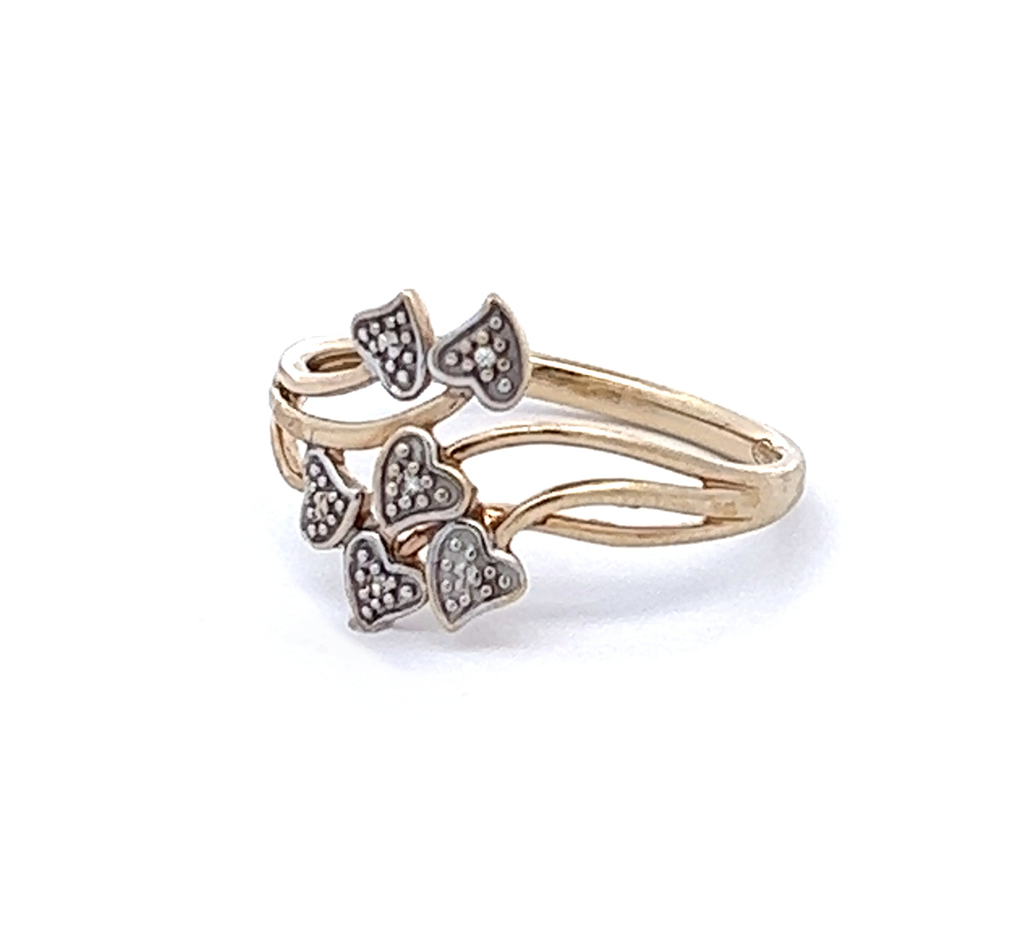 9Ct Yellow & White Gold Split Shank Heart Ring