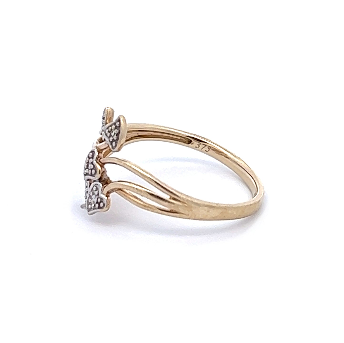 9Ct Yellow & White Gold Split Shank Heart Ring