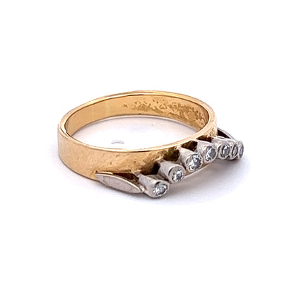 18Ct Yellow Gold Vintage Contoured Diamond Ring