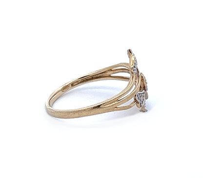 9Ct Yellow & White Gold Split Shank Heart Ring