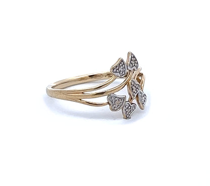 9Ct Yellow & White Gold Split Shank Heart Ring