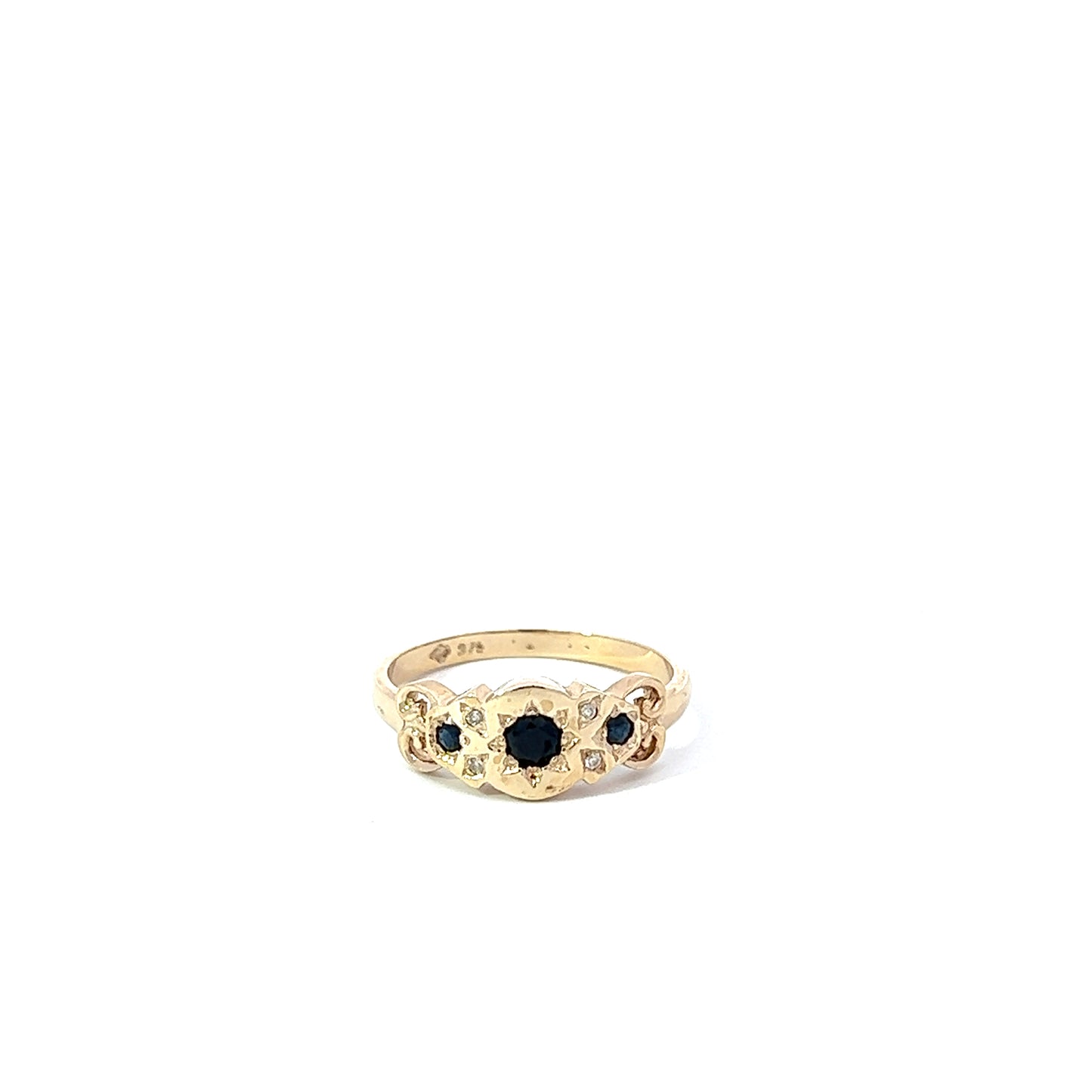 9Ct Yellow Gold Sapphire & Diamond Ring