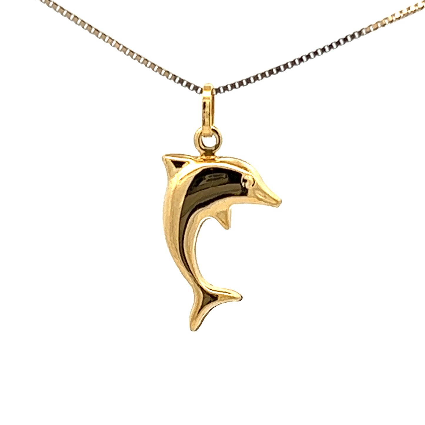 9Ct Yellow Gold Dolphin Charm Pendant