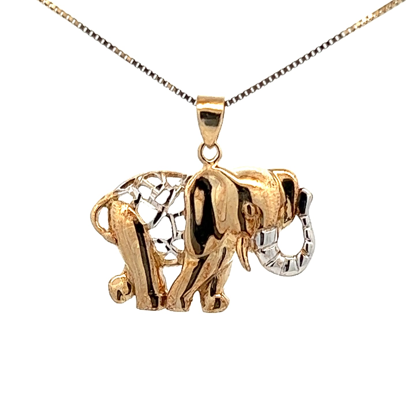 9Ct Two-Toned Gold Elephant Charm Pendant