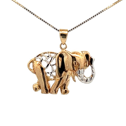 9Ct Two-Toned Gold Elephant Charm Pendant