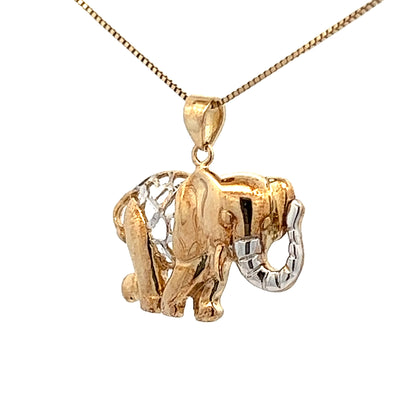 9Ct Two-Toned Gold Elephant Charm Pendant