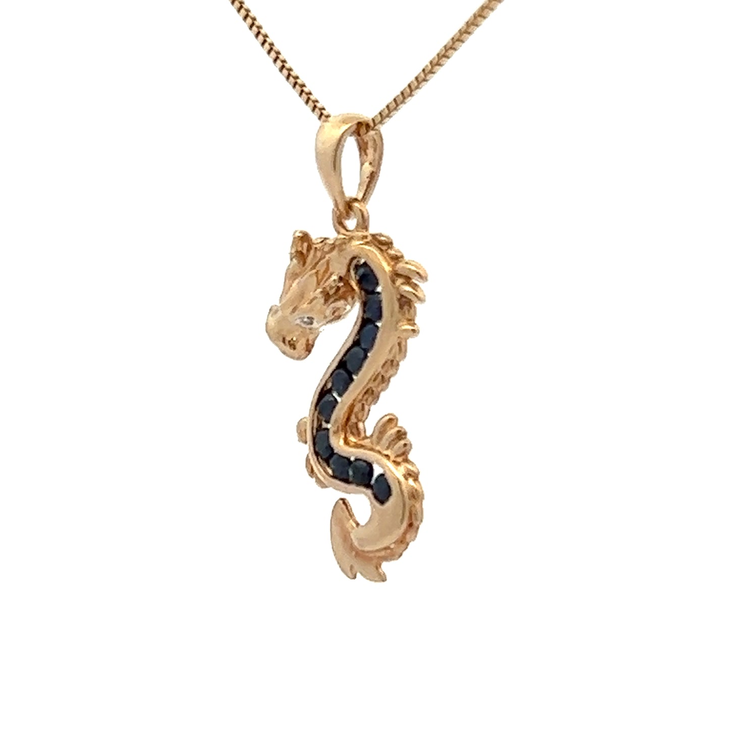 9Ct Yellow Gold Sapphire and Diamond Dragon Charm Pendant