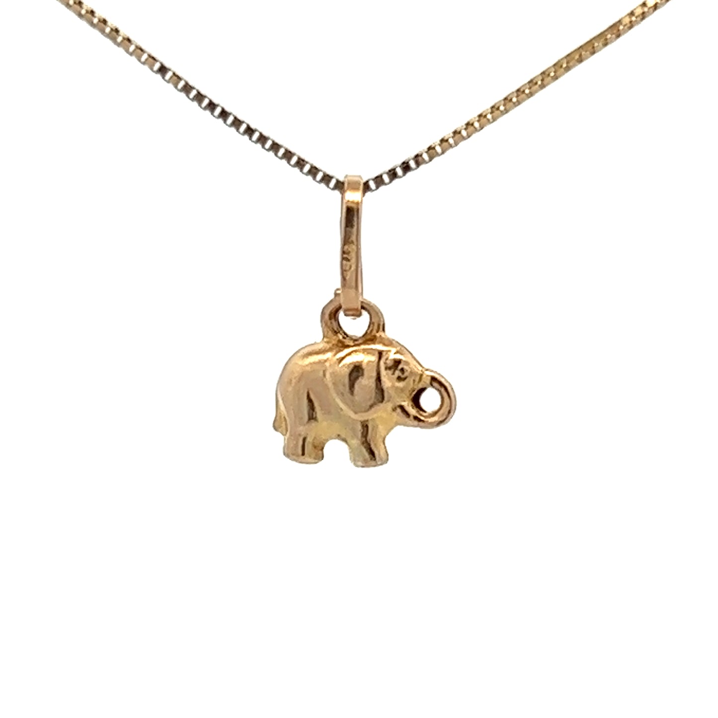 9Ct Yellow Gold Miniature Elephant Charm Pendant