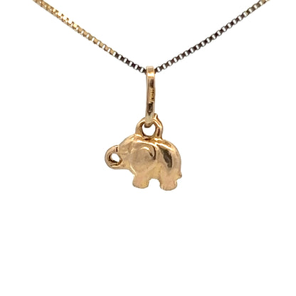 9Ct Yellow Gold Miniature Elephant Charm Pendant