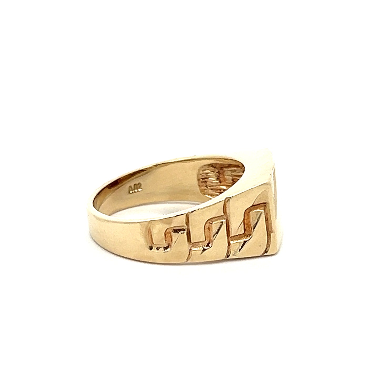 9Ct Yellow Gold Chain Link .02 Carat TW Diamond Accent Men's Ring