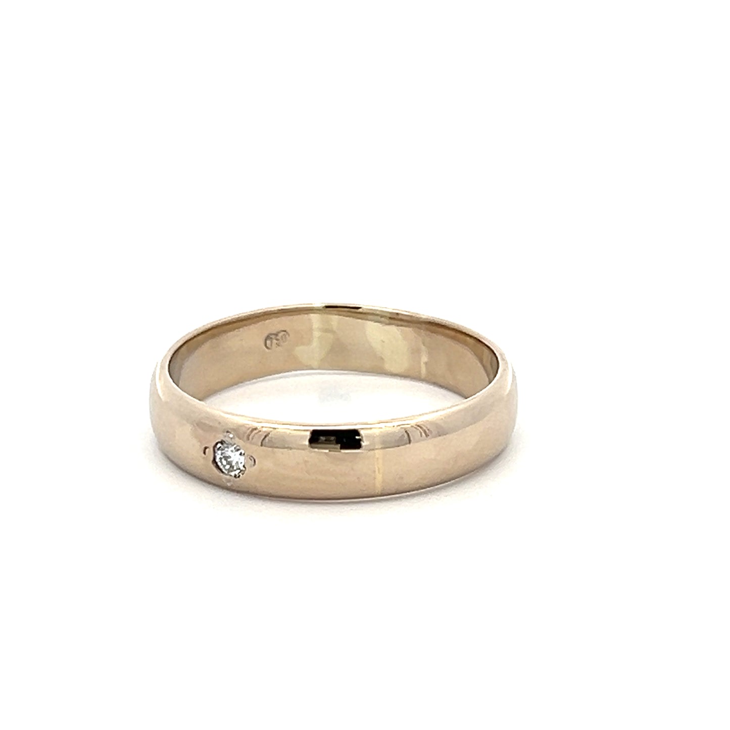 18Ct Yellow Gold .06 Carat TW Diamond Accent Men's Band Ring