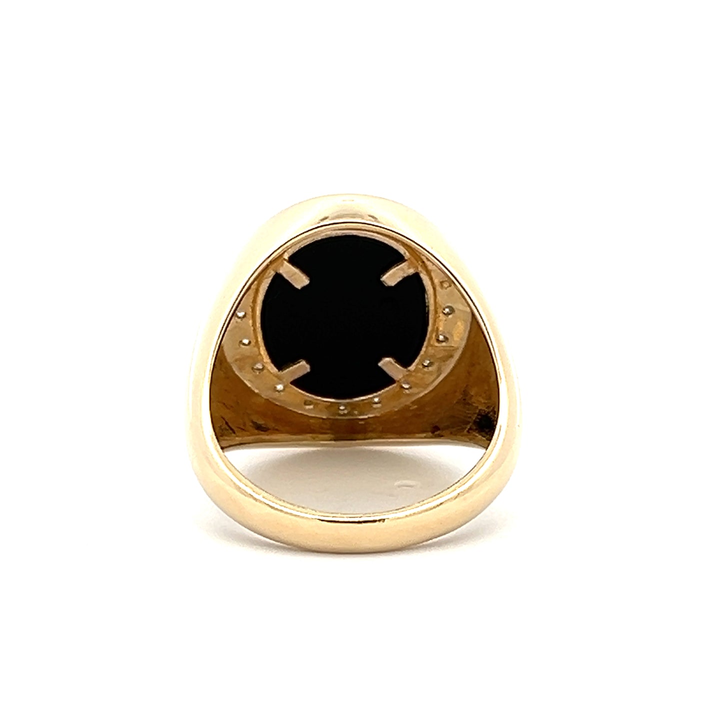 9Ct Yellow Gold Eagle 0.11 Carat TW Diamond Accent and Onyx Men's Signet Ring