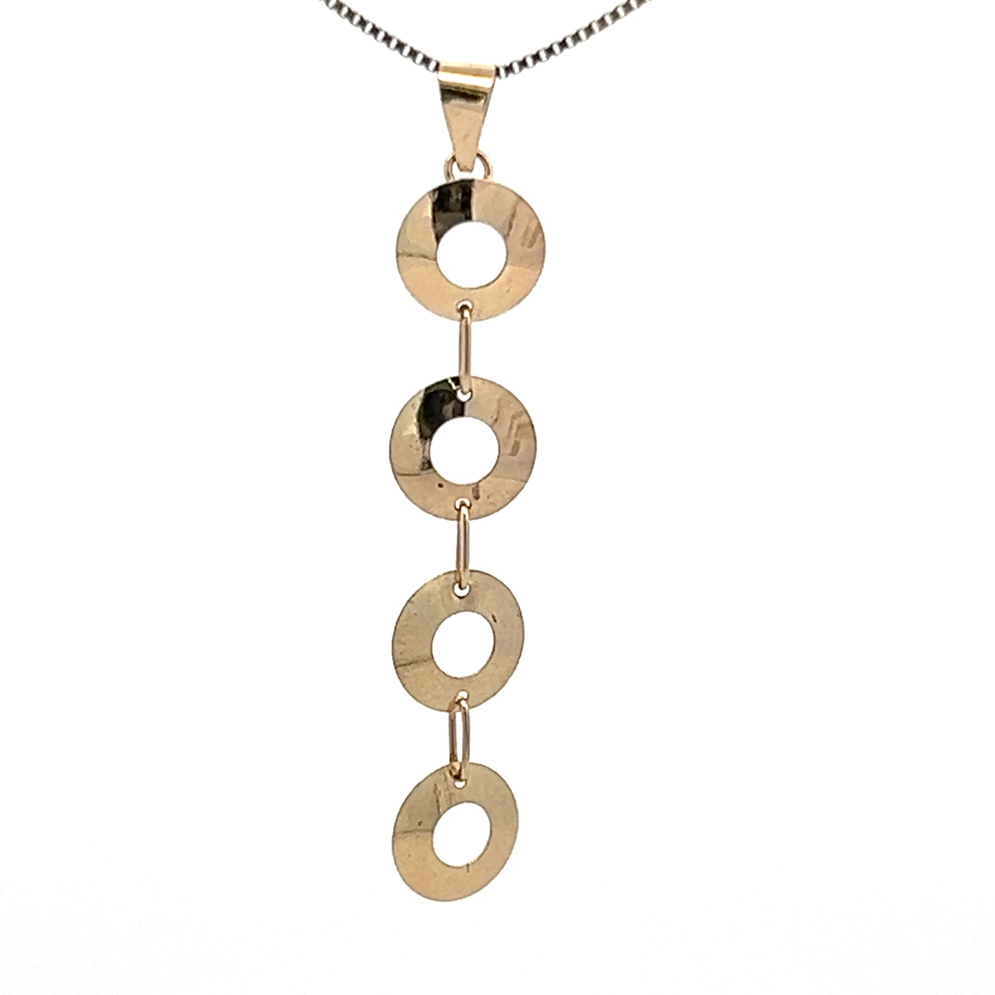 9Ct Yellow Gold Chain of Circles Charm Pendant