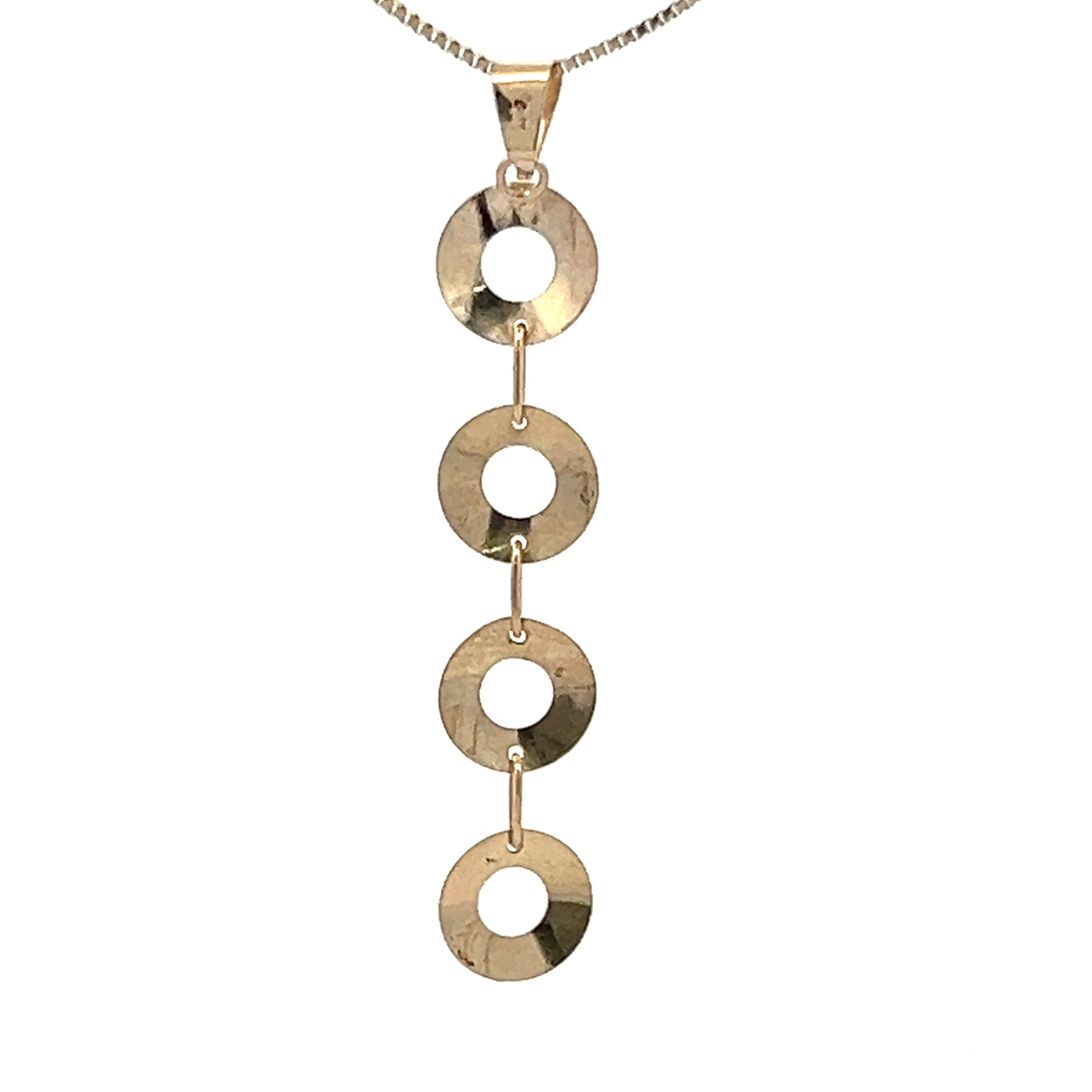 9Ct Yellow Gold Chain of Circles Charm Pendant