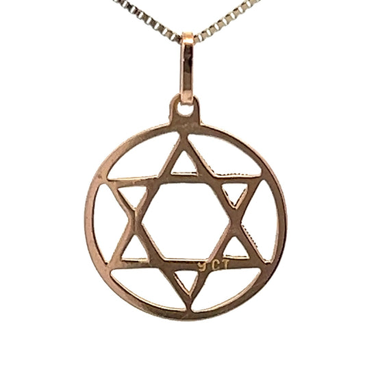 9Ct Yellow Gold Star of David Charm Pendant