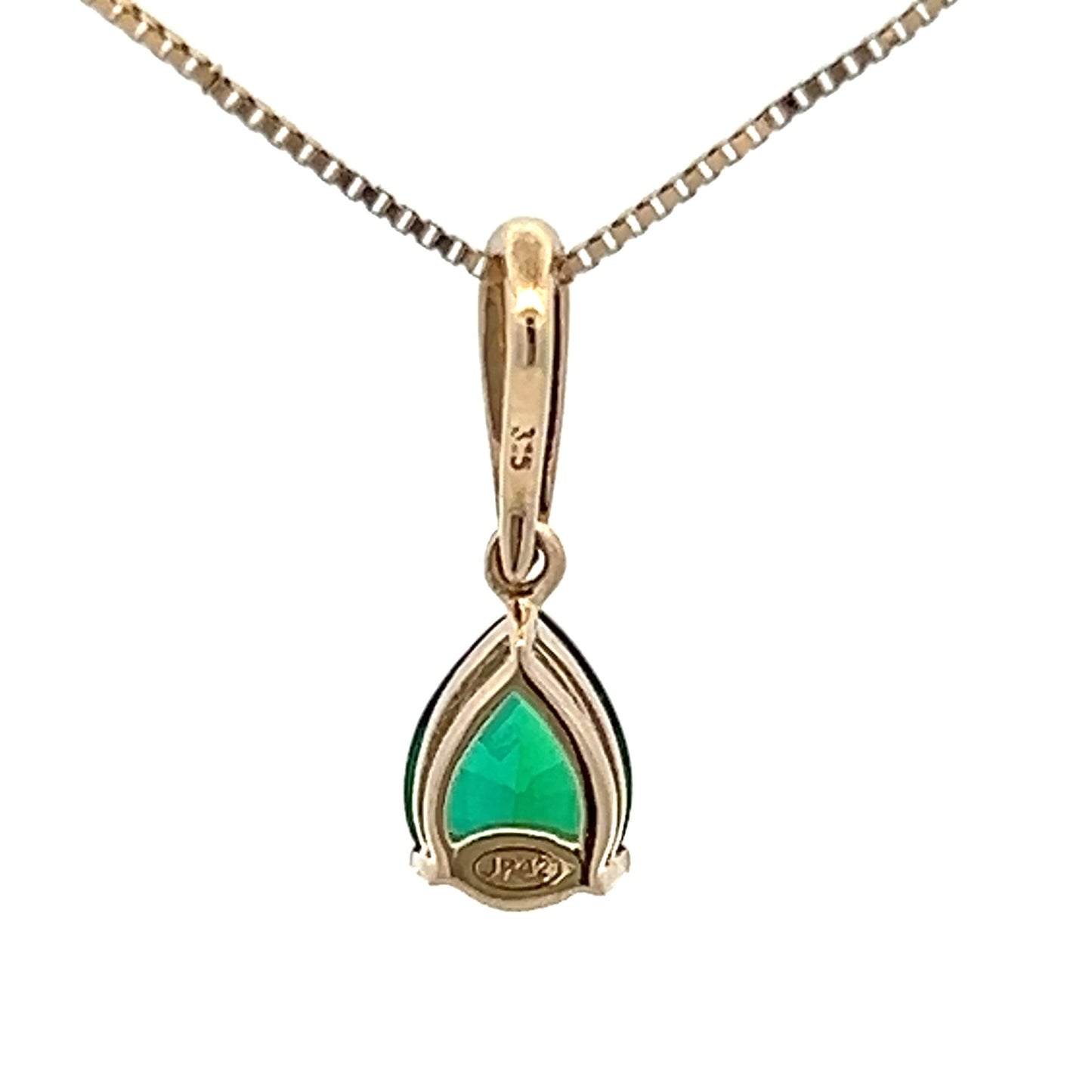 9Ct Yellow Gold Created Emerald & Diamond Accent Charm Pendant