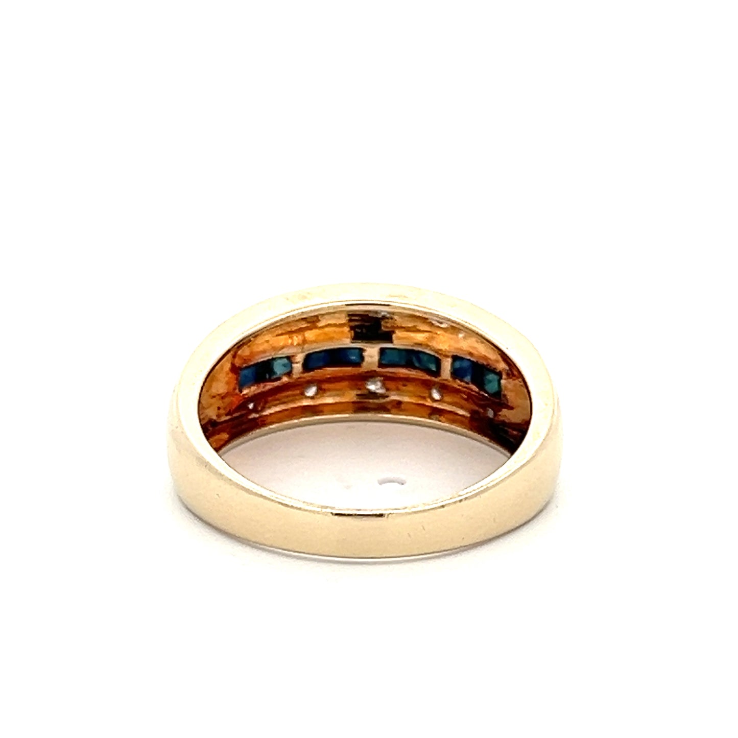 9Ct Yellow Gold Created Sapphire & Diamond Accent Ring