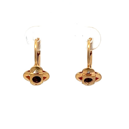 9Ct Yellow Gold Vintage Garnet Lever Earrings