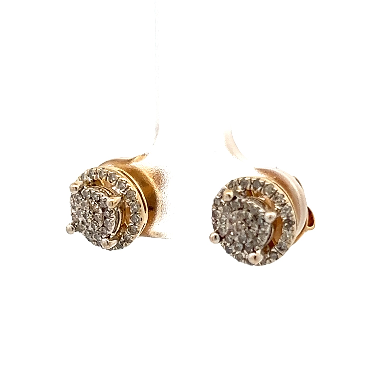 9Ct Two-Toned Gold 1/4 Carat TW Diamond Cluster Stud Earrings