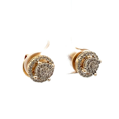 9Ct Two-Toned Gold 1/4 Carat TW Diamond Cluster Stud Earrings