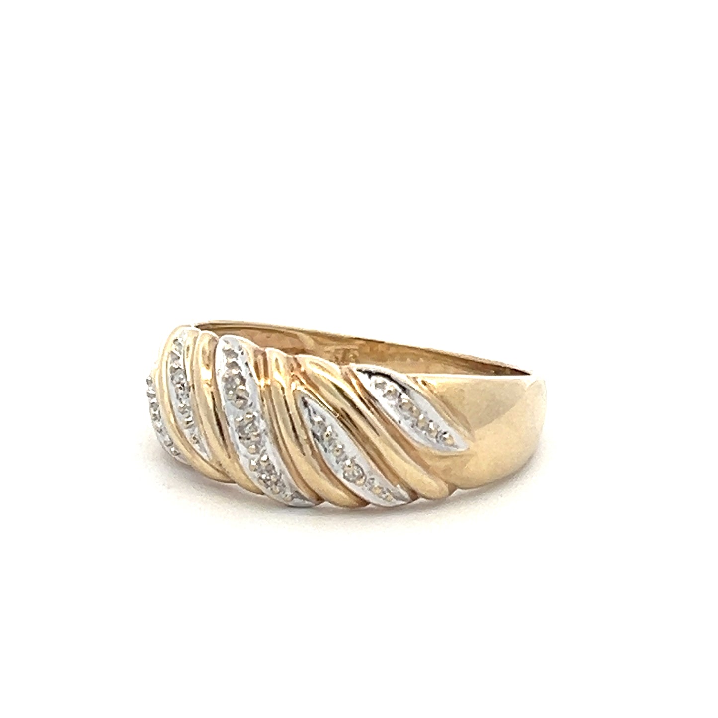 9Ct Yellow Gold Two-Toned Diamond Band - 0.12 Carat TDW