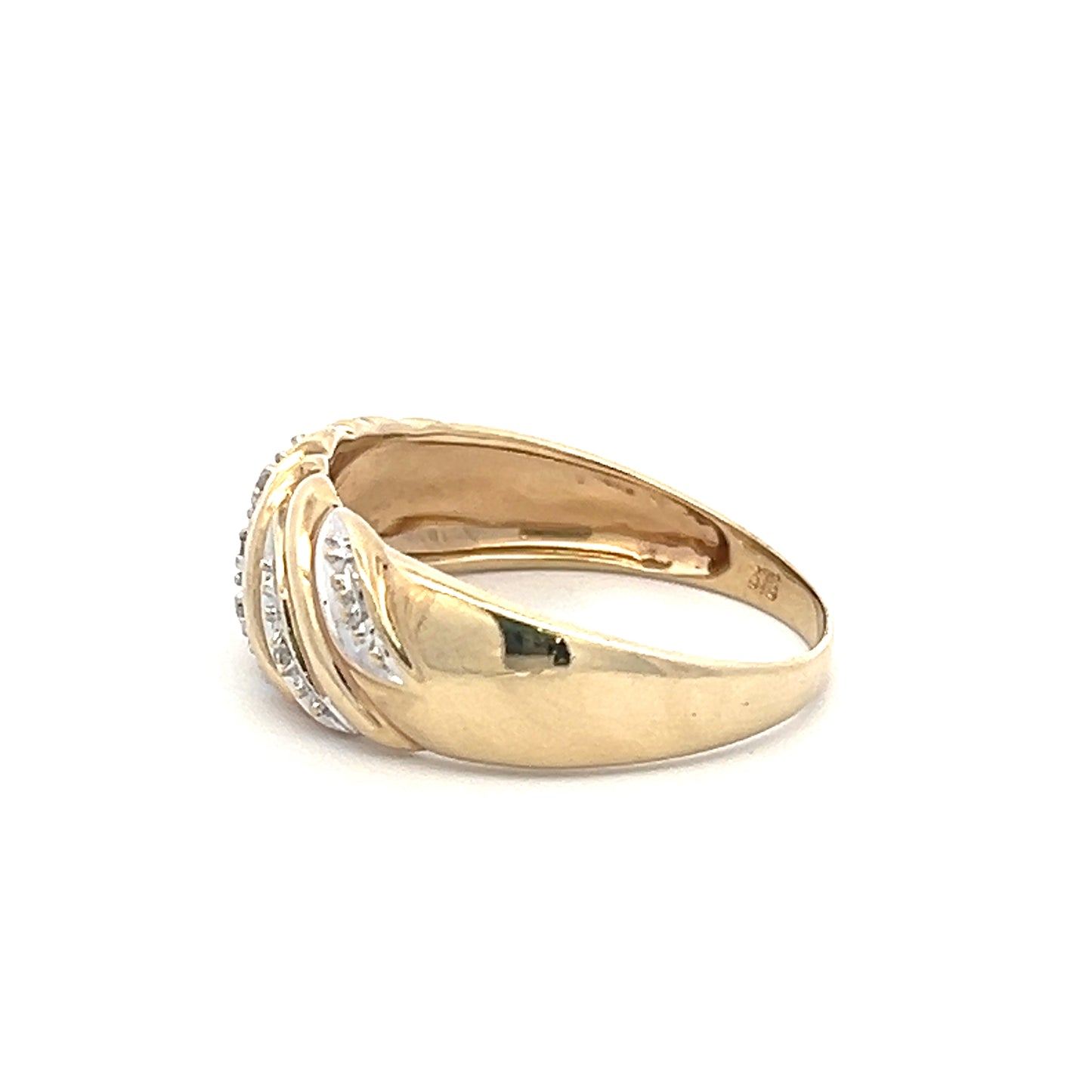 9Ct Yellow Gold Two-Toned Diamond Band - 0.12 Carat TDW